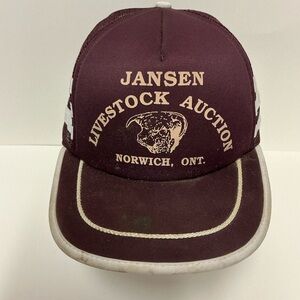 Maroon Jansen Livestock Auction Retro Baseball Cap- Mesh Snapback